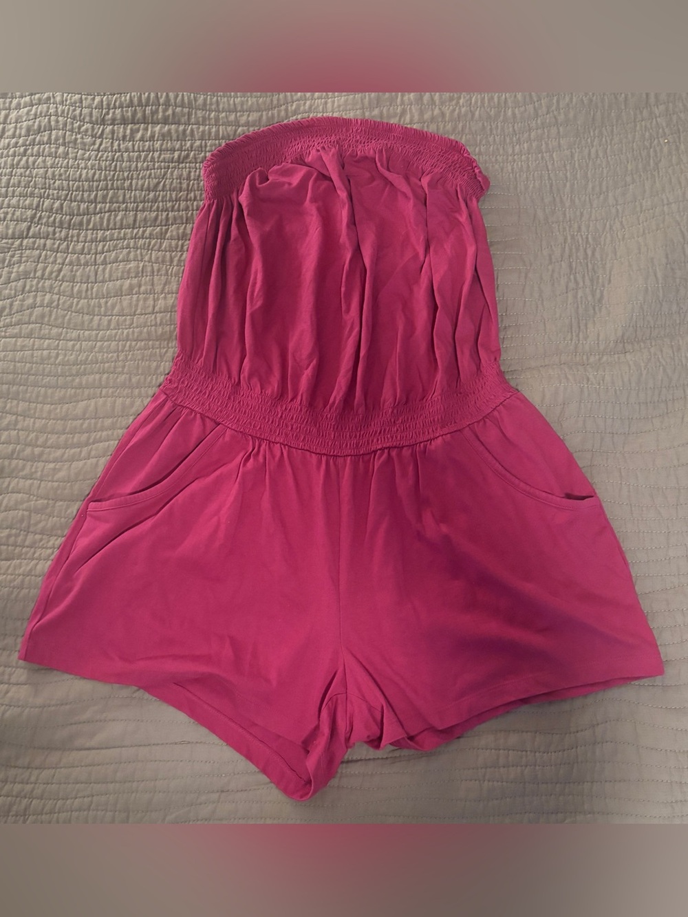 Old Navy Plus Size Strapless Fuchsia Romper Shorts with Pockets Size 1X